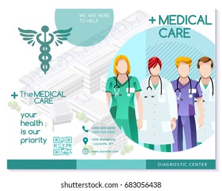 Medical flyer health information brochure in simple modern design vector trifold