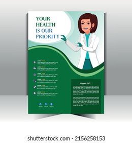 Medical flyer, page a4 template design and medical brochure design, flyer, leaflets,colors scheme,
vector template in A4 size - Vector