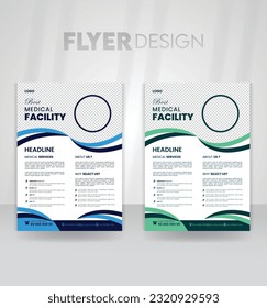 Medical flyer, poster and leaflet design for printing. Health care cover template. A4 template design. Leaflets decoration for printing and presentation