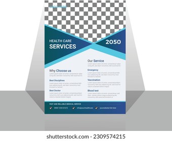 Medical Flyer poster pamphlet brochure cover design layout background, two colors scheme, vector template in A4 size - Vector