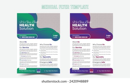 Medical Flyer poster pamphlet brochure cover design layout background, two colors scheme, vector template in A4 size - Vector