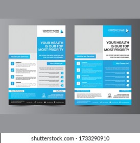 Medical flyer template, brochure background. Vector design. 2 color version on A4 size for poster, flyer or cover. eps 10