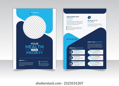 Projeto de modelo de folheto médico com design de 2 páginas