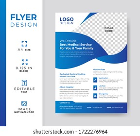 Medical flyer template, Modern company leaflet design, Creative abstract shapes design