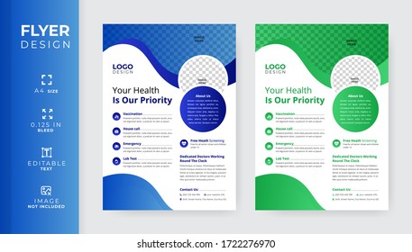 Medical flyer template, Modern company leaflet design, Creative abstract shapes design