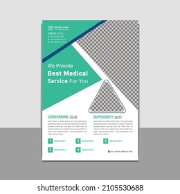 Medical flyer template vector design, Healthcare brochure design layout, Creative Medical and Healthcare Flyer, leaflet, poster, magazine, booklet, A4 size print ready, easy to use and edit, eps file