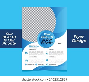  Medical Flyer template,healthcare cover, back page a4 template design for printing and presentation vector illustration