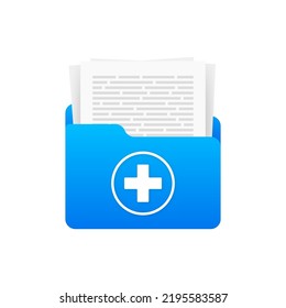 Medical Folder Archive. Health History, Archive Data File. Vector Stock Illustration.