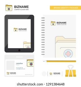 Medical folder  Business Logo, Tab App, Diary PVC Employee Card and USB Brand Stationary Package Design Vector Template