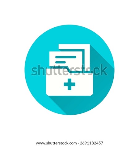 Medical folder flat icon. Simple illustration with long shadow for graphic and web design.