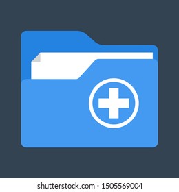 Medical Folder Icon. Health History, File With Medical Documentation. Isolated Flat Vector Illustration