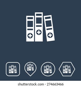 Medical Folder Icon on Flat UI Colors with Different Shapes. Eps-10.