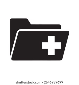 Medical folder icon for patient records and health data A glyph symbol representing a hospital file with clinical history and healthcare information