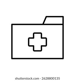 Medical Folder Icon with Plus Sign Symbol on White Background