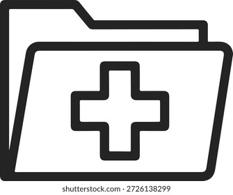Icono de carpeta médica que representa los registros de pacientes y los archivos de atención médica