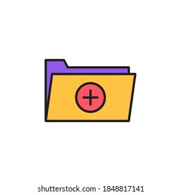 medical folder icon vector. filled outline style. isolated on white background