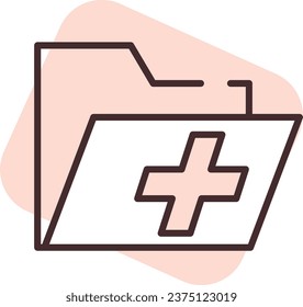 Medical folder, illustration or icon, vector on white background.