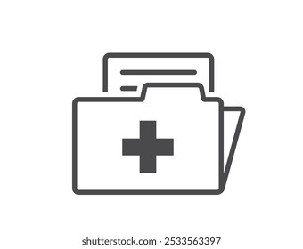 Medical folder line icon. Patient card and medical record symbol. Isolated vector image in simple style