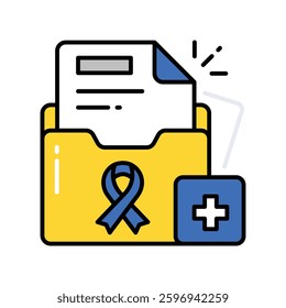 Medical Folder  vector filled outline icon. EPS 10 file