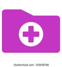 Medical Folder vector icon. Style is flat symbol, violet color, rounded angles, white background.