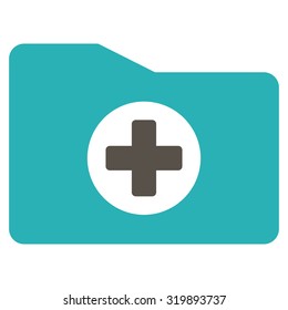 Medical Folder vector icon. Style is bicolor flat symbol, grey and cyan colors, rounded angles, white background.