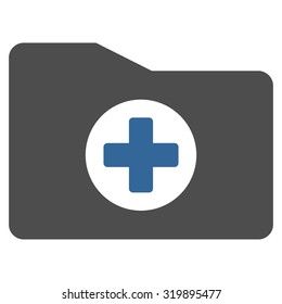 Medical Folder vector icon. Style is bicolor flat symbol, cobalt and gray colors, rounded angles, white background.