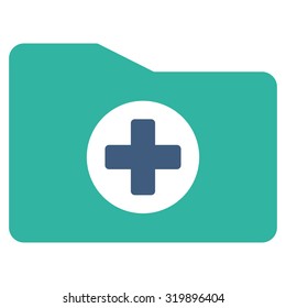 Medical Folder vector icon. Style is bicolor flat symbol, cobalt and cyan colors, rounded angles, white background.