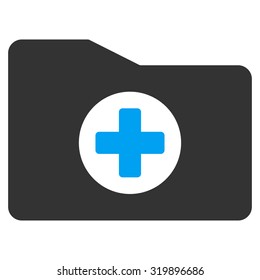 Medical Folder vector icon. Style is bicolor flat symbol, blue and gray colors, rounded angles, white background.