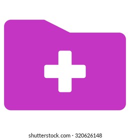 Medical Folder vector icon. Style is flat symbol, violet color, rounded angles, white background.