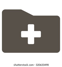 Medical Folder vector icon. Style is flat symbol, grey color, rounded angles, white background.