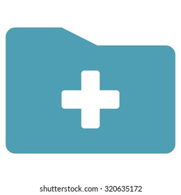 Medical Folder vector icon. Style is flat symbol, cyan color, rounded angles, white background.