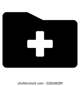 Medical Folder vector icon. Style is flat symbol, black color, rounded angles, white background.