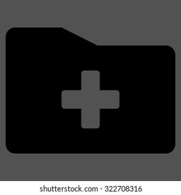 Medical Folder vector icon. Style is flat symbol, black color, rounded angles, gray background.
