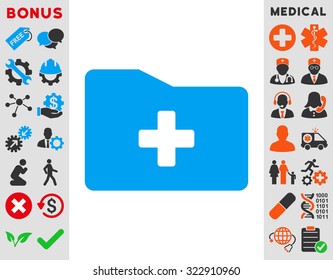 Medical Folder vector icon. Style is bicolor flat symbol, blue and gray colors, rounded angles, white background.
