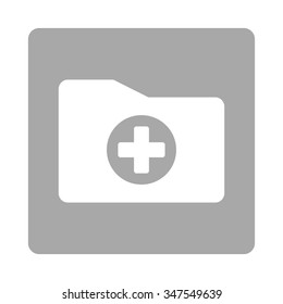 Medical Folder vector icon. Style is flat rounded square button, white and silver colors, white background.