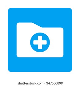 Medical Folder vector icon. Style is flat rounded square button, white and blue colors, white background.