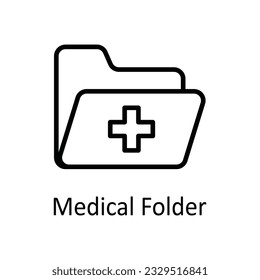 Ilustración de diseño de iconos de esquema del vector de la carpeta médica. Símbolo médico y de salud sobre fondo blanco archivo EPS 10