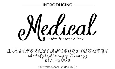 Medical Font Stylish brush painted an uppercase vector letters, alphabet, typeface