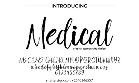 Medical Font Stylish brush painted an uppercase vector letters, alphabet, typeface