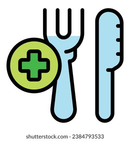 Medical food icon outline vector. Nurse care. Clinic health color flat