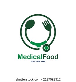 Medical food vector logo template. This design use stethoscope symbol. Suitable for health