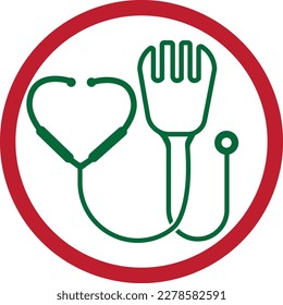 Medical food vector logo template. This design use fork symbol. Suitable for health.