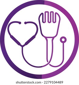 Medical food vector logo template. This design use fork symbol. Suitable for health.