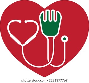 Medical food vector logo template. This design use fork symbol. Suitable for health.