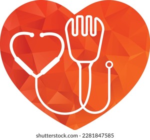 Medical food vector logo template. This design use fork symbol. Suitable for health.