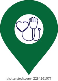 Medical food vector logo template. This design use fork symbol. Suitable for health.