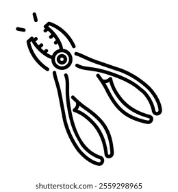 Medical forcep icon in line style