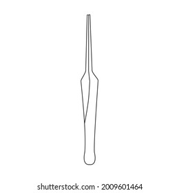 Icono de contorno vectorial del fórceps médico. La abrazadera de la ilustración del vector sobre el fondo blanco. Icono de ilustración de esquema aislado de los fórceps médicos.