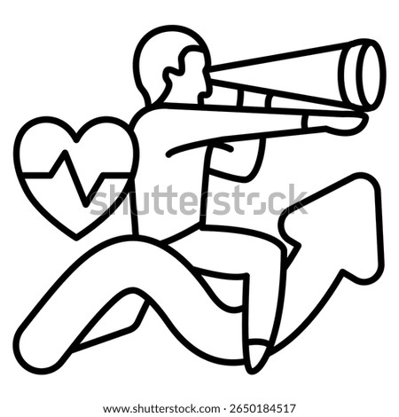 Medical forecast icon represented by human,heartbeat,telescope Line style.