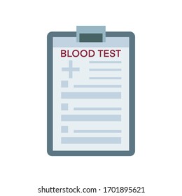 Forma médica con diagnóstico en la ilustración vectorial plana aislada en fondo blanco. Informe de prescripción prueba de sangre del archivo del portapapeles. Diseño para clínicas, hospitales, carteles